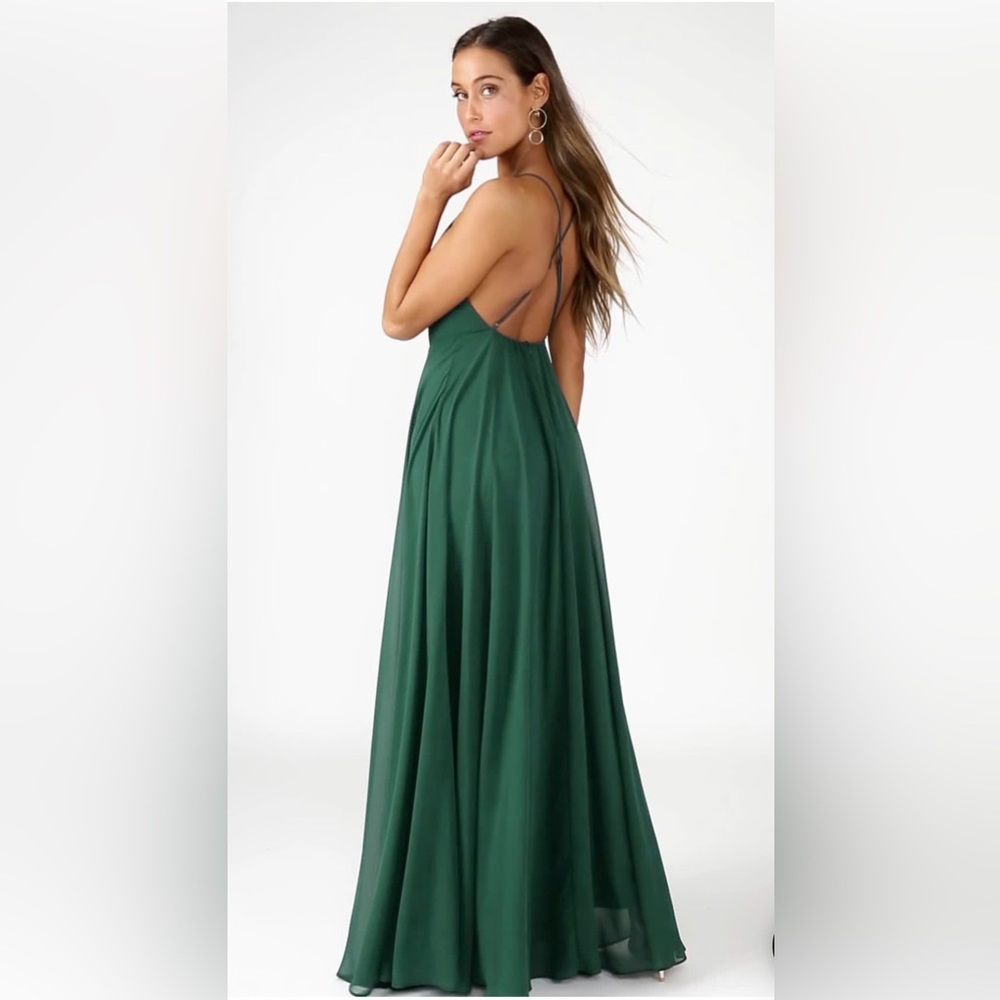 New Lulus Mythical Kind of Love Dark Green Maxi
Dress